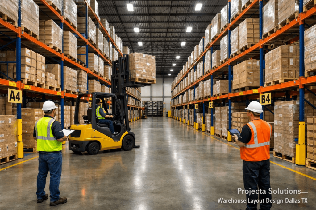 warehouse layout design dallas tx modern distribution center organized pallet racking